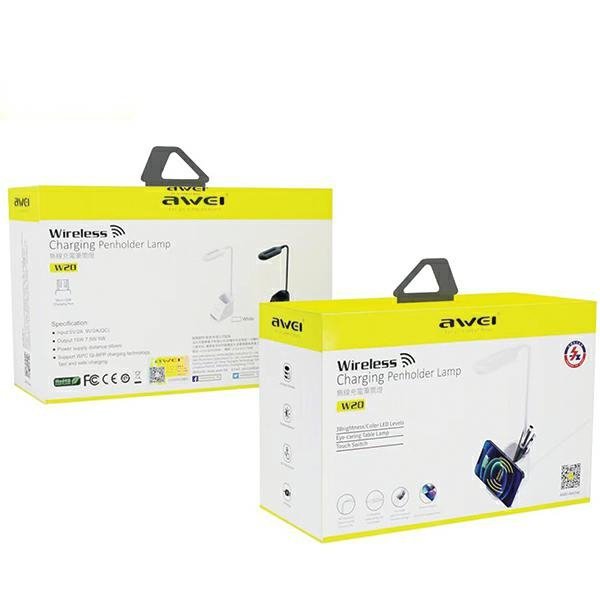 AWEI lampka LED z ład. indukcyjną W2015W Fast Charging czarny/black