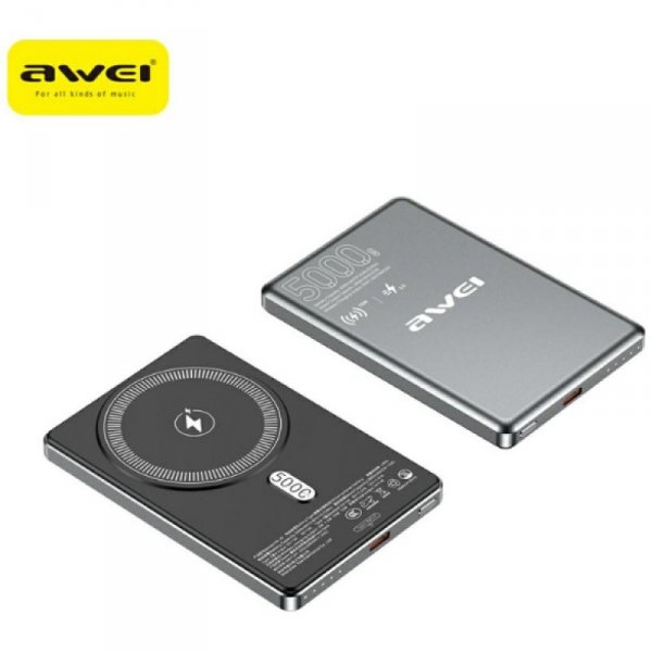 Powerbank Awei PA-30 5000mAh indukcyjny  MagSafe szary