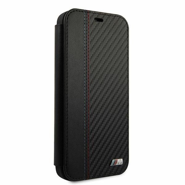 Etui BMW BMFLBKP12SMCARBK iPhone 12 mini 5,4&quot; czarny/black book M Collection PU Carbon Stripe