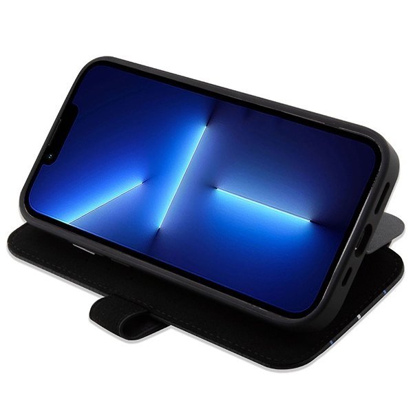 Etui BMW BMBKP14X22RVSK iPhone 14 Pro Max 6,7&quot; czarny/black bookcase Leather Stamp Blue Lines