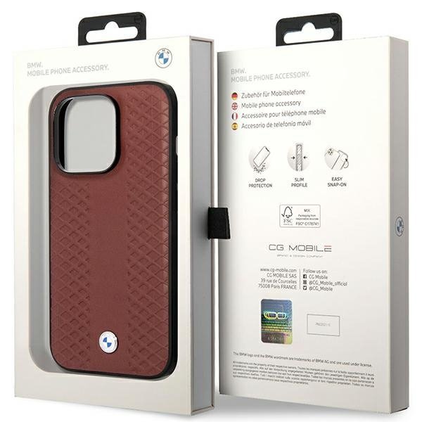 Etui BMW BMHCP14X22RFGR iPhone 14 Pro Max 6,7&quot; burgundowy/burgundy Leather Diamond Pattern