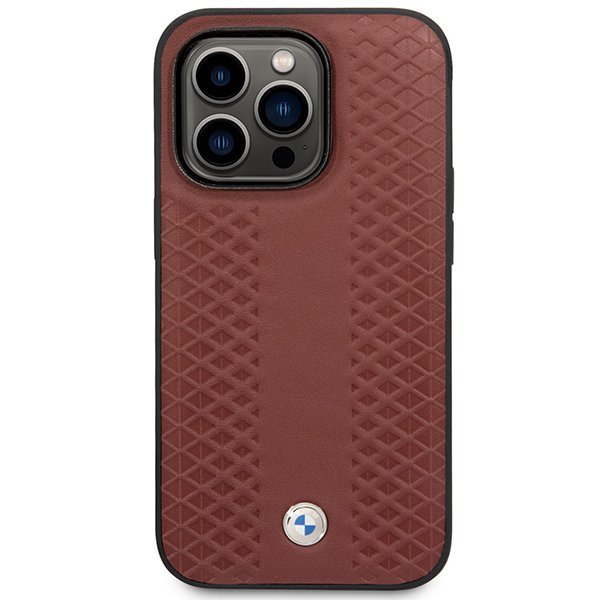Etui BMW BMHMP14L22RFGR iPhone 14 Pro 6,1&quot; burgundowy/burgundy Leather Diamond Pattern MagSafe