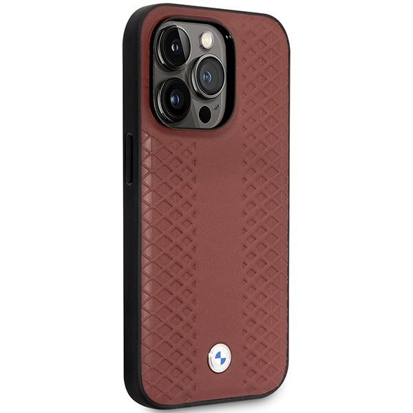 Etui BMW BMHMP14X22RFGR iPhone 14 Pro Max 6,7&quot; burgundowy/burgundy Leather Diamond Pattern MagSafe