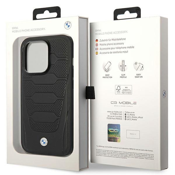 Etui BMW BMHMP14L22RPSK iPhone 14 Pro 6,1&quot; czarny/black Leather Seats Pattern MagSafe