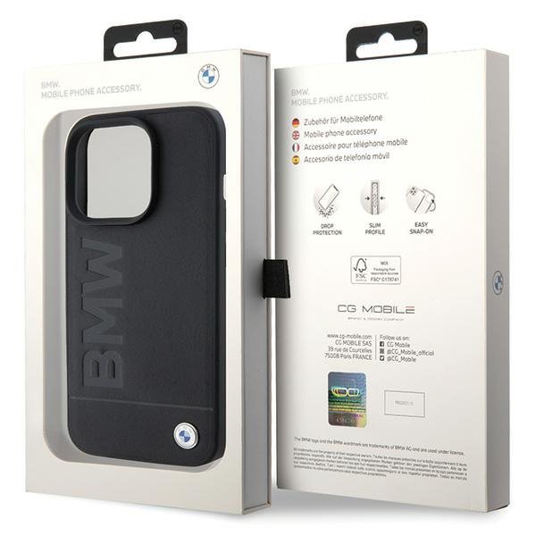 BMW BMHMP15LSLLBK iPhone 15 Pro 6.1&quot; czarny/black MagSafe Leather Hot Stamp