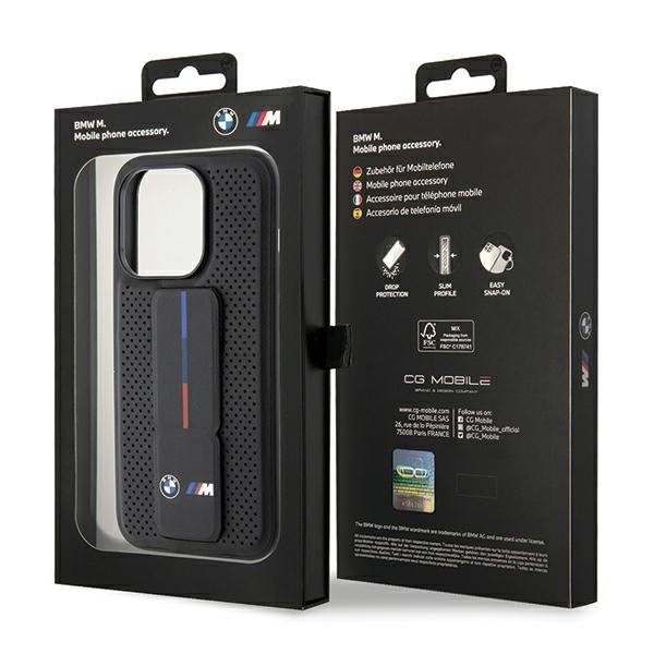 BMW BMHCP15XGSPPRK iPhone 15 Pro Max 6.7&quot; czarny/black hardcase Grip Stand Smooth & Perforated