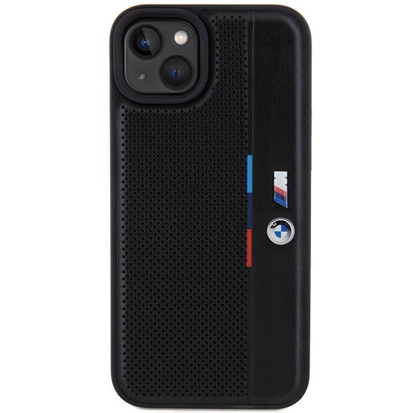 BMW BMHCP15S23PUPVK iPhone 15 / 14 / 13 6.1&quot; czarny/black hardcase Perforated Tricolor Line