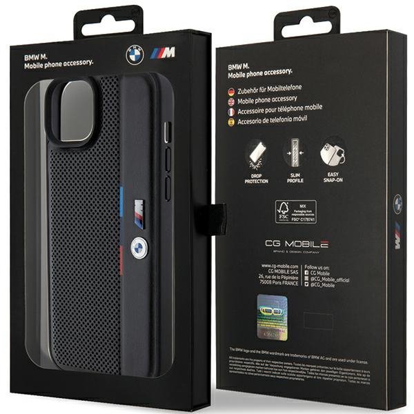 BMW BMHCP15S23PUPVK iPhone 15 / 14 / 13 6.1&quot; czarny/black hardcase Perforated Tricolor Line
