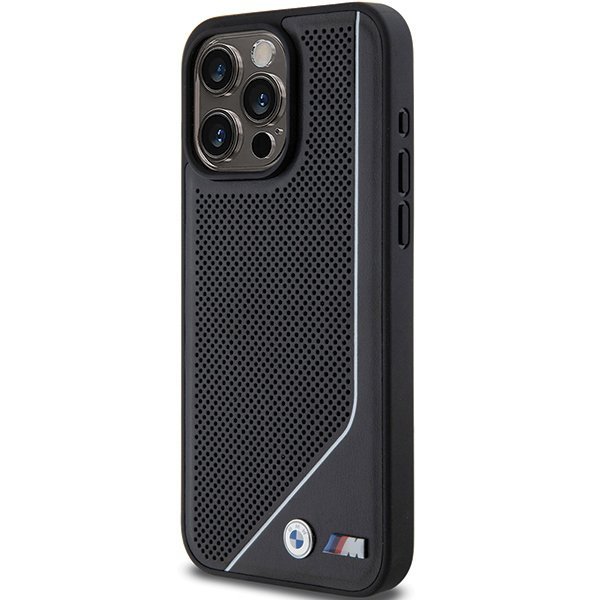 BMW BMHMP15L23PUCPK iPhone 15 Pro 6.1&quot; czarny/black hardcase Perforated Twisted Line MagSafe