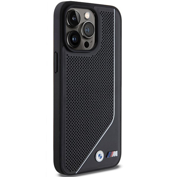 BMW BMHMP15L23PUCPK iPhone 15 Pro 6.1&quot; czarny/black hardcase Perforated Twisted Line MagSafe