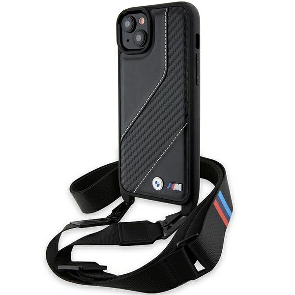 BMW BMHCP15M23PSCCK iPhone 15 Plus / 14 Plus 6.7&quot; czarny/black hardcase M Edition Carbon Stripe & Strap