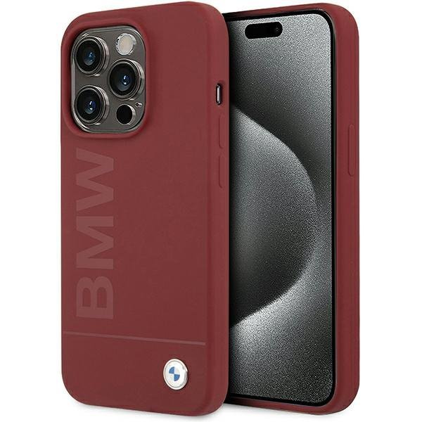 BMW BMHMP15LSLBLRE iPhone 15 Pro 6.1&quot; czerwony/red hardcase Silicone Big Logo MagSafe
