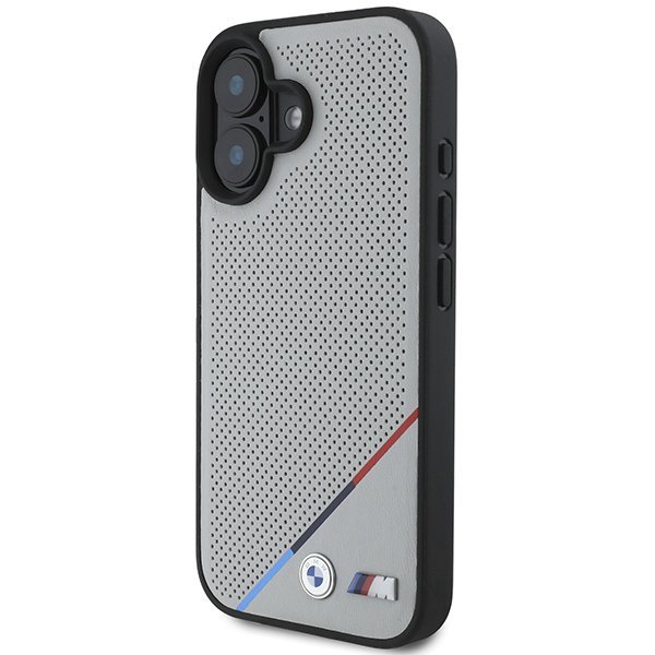 BMW BMHMP16S23PUPDG iPhone 16 6.1&quot; szary/grey hardcase M Perforated Tricolor Line MagSafe