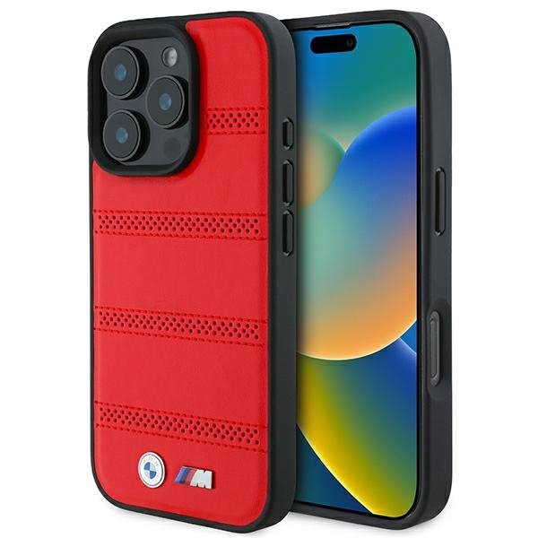 BMW BMHMP16L23PUSPR iPhone 16 Pro 6.3&quot; czerwony/red hardcase M Perforated And Stitched Line MagSafe