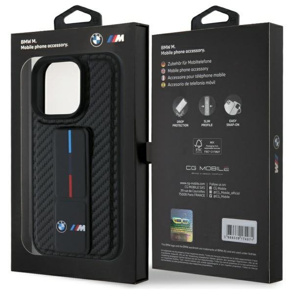 BMW BMHCP16XGSPCCK iPhone 16 Pro Max6.9&quot; czarny/black hardcase M Grip Stand Smooth and Carbon