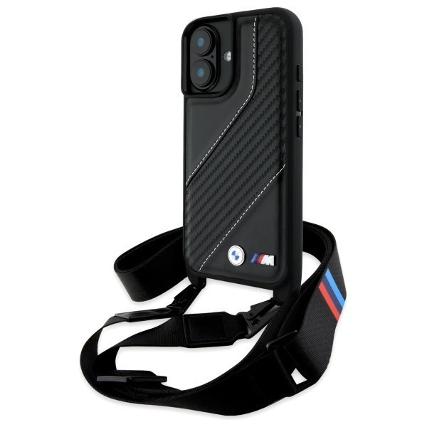 BMW BMHCP16M23PSCCK iPhone 16 Plus 6.7&quot;  czarny/black hardcase M Edition Carbon Stripe & Strap