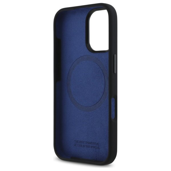 BMW BMHMP16S23SHEB iPhone 16 6.1&quot;        czarny/black hardcase Silicone Hexagon Blue Line MagSafe
