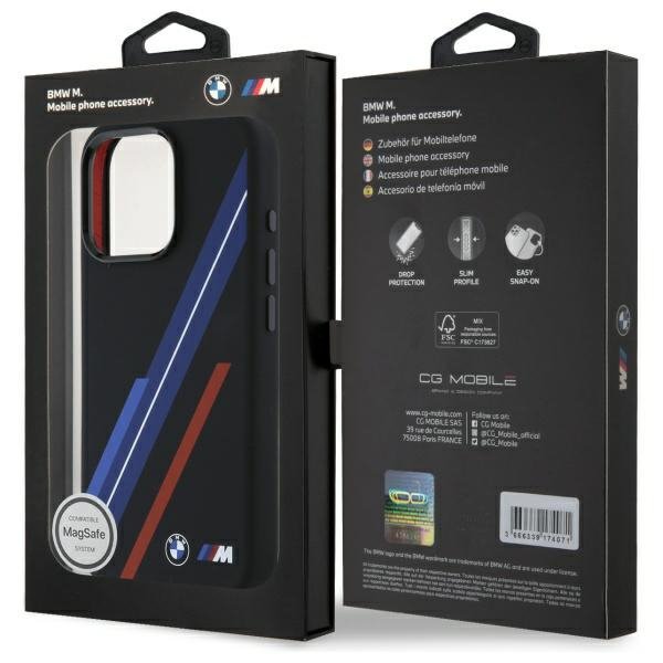 BMW BMHMP16L23SSPK iPhone 16 Pro 6.3&quot;    czarny/black hardcase Silicone Random Lines MagSafe