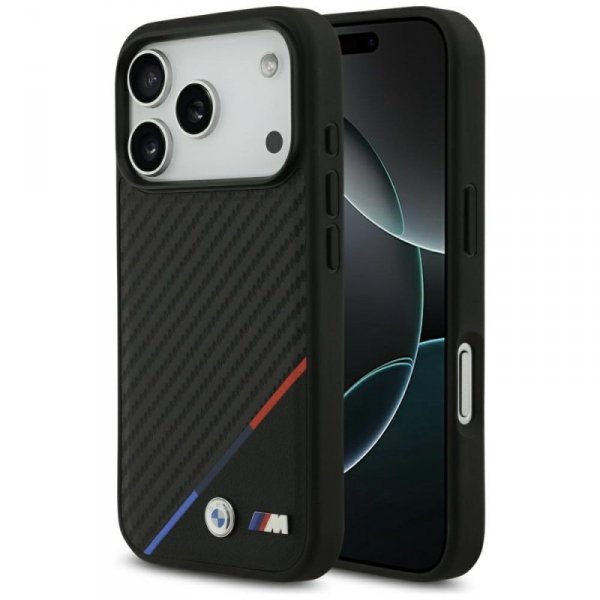 Etui BMW M Carbon Tricolor Line MagSafe  do iPhone 17 Pro czarny