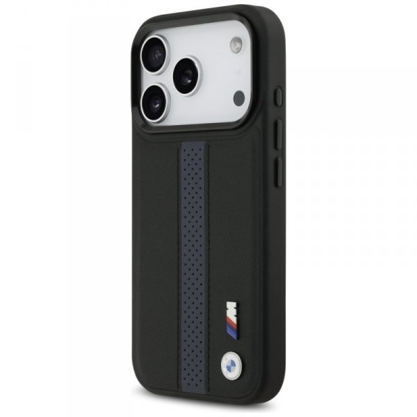 Etui BMW M Perforated Stripe Logo        MagSafe do iPhone 17 Pro niebieski