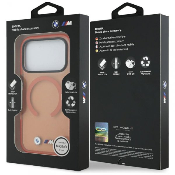 Etui BMW M IML Metal Logos MagSafe do    iPhone 17 Pro pomarańczowy
