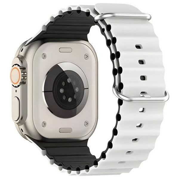 Beline pasek Apple Watch Silicone Waves42/44/45/49mm biało-czarny /white-black box