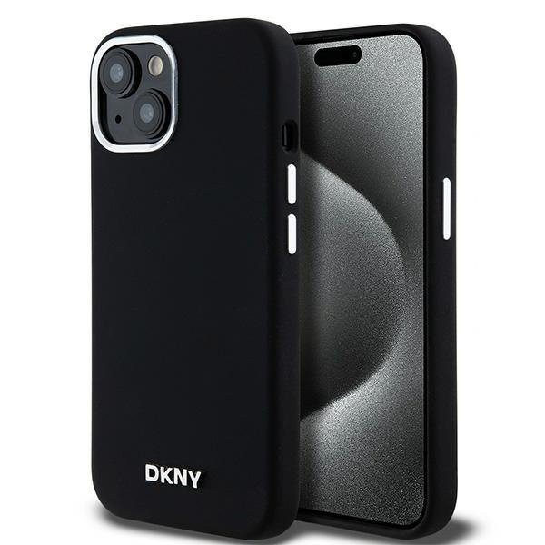 DKNY DKHMP15MSMCHLK iPhone 15 Plus / 14Plus 6.7&quot; czarny/black hardcase Liquid Silicone Small Metal Logo MagSafe