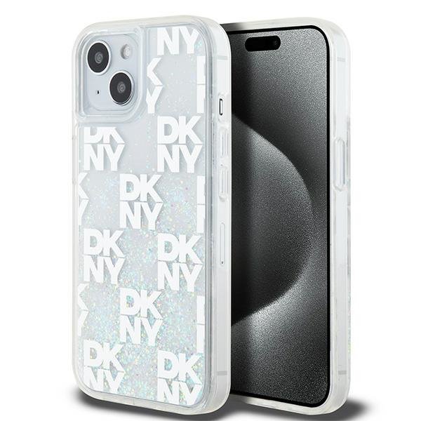 DKNY DKHCP15SLCPEPT iPhone 15 / 14 / 13 6.1&quot; biały/white hardcase Liquid Glitter Multilogo