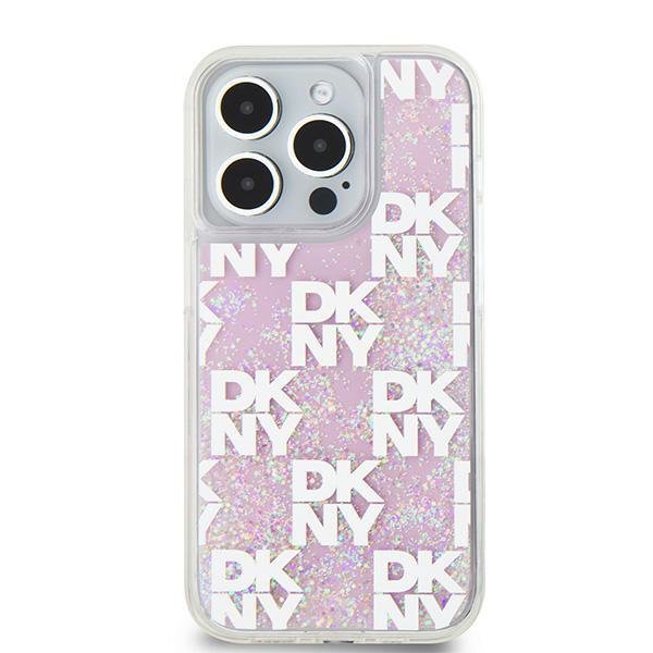 DKNY DKHCP15LLCPEPP iPhone 15 Pro 6.1&quot; różowy/pink hardcase Liquid Glitter Multilogo