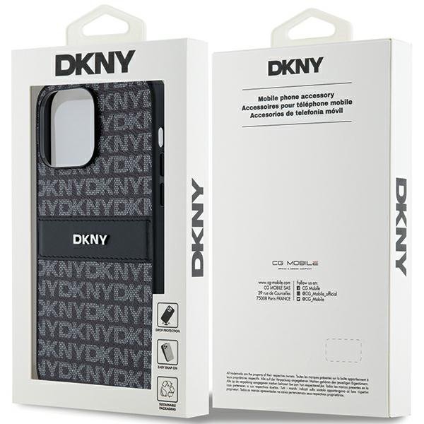 DKNY DKHCP14LPRTHSLK iPhone 14 Pro6.1&quot; czarny/black hardcase Leather Mono Stripe & Metal Logo