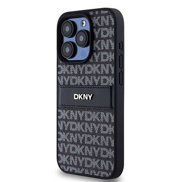 DKNY DKHCP15XPRTHSLK iPhone 15 Pro Max 6.7 " czarny/black hardcase Leather Mono Stripe & Metal Logo