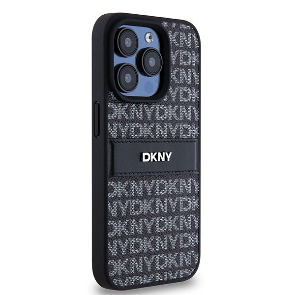 DKNY DKHCP15XPRTHSLK iPhone 15 Pro Max 6.7 " czarny/black hardcase Leather Mono Stripe & Metal Logo