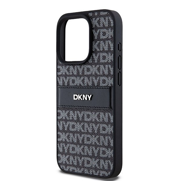 DKNY DKHCP15XPRTHSLK iPhone 15 Pro Max 6.7 " czarny/black hardcase Leather Mono Stripe & Metal Logo