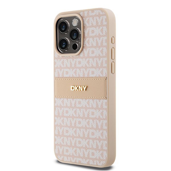 DKNY DKHCP15XPRTHSLP iPhone 15 Pro Max6.7&quot; różowy/pink hardcase Leather Mono Stripe & Metal Logo