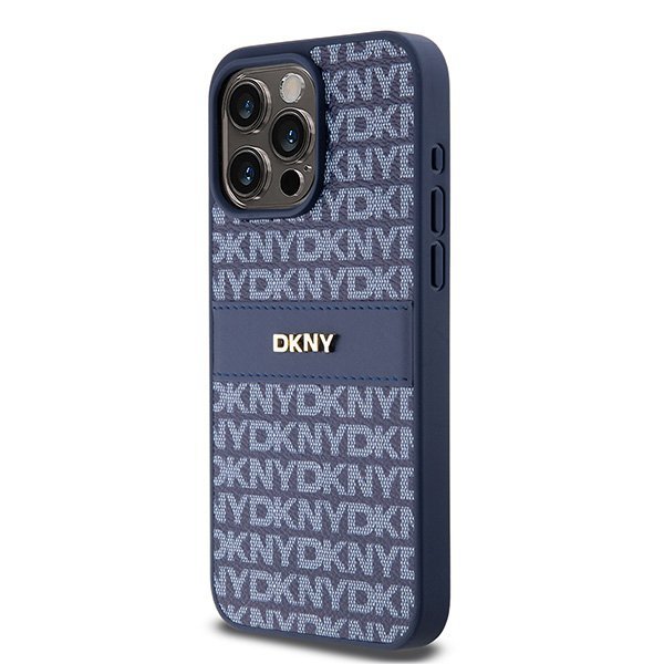 DKNY DKHCP15XPRTHSLB iPhone 15 Pro Max6.7&quot; niebieski/blue hardcase Leather Mono Stripe & Metal Logo