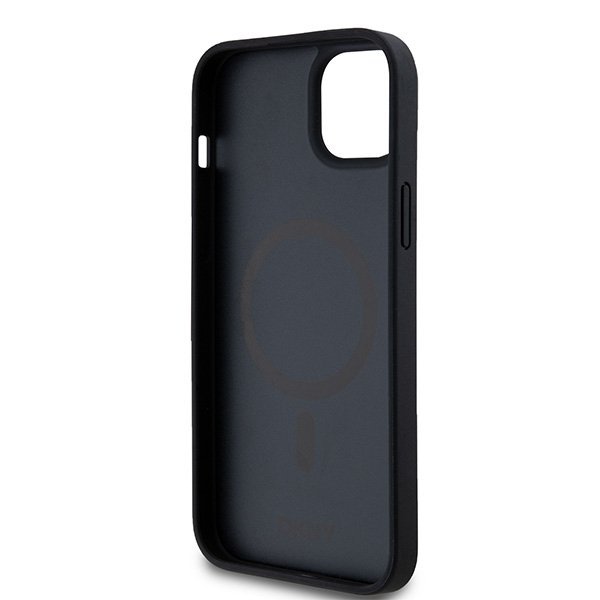 DKNY DKHMP15MPSHRPSK iPhone 15 Plus /14 Plus 6.7&quot; czarny/black hardcase Leather Monogram Pattern Metal Logo MagSafe
