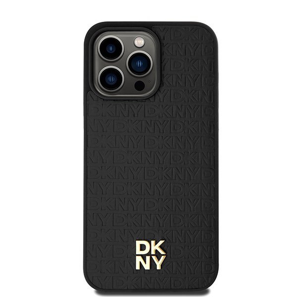 DKNY DKHMP15XPSHRPSK iPhone 15 Pro Max6.7&quot; czarny/black hardcase Leather Monogram Pattern Metal Logo MagSafe