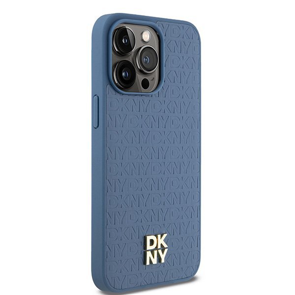DKNY DKHMP15XPSHRPSB iPhone 15 Pro Max6.7&quot; niebieski/blue hardcase Leather Monogram Pattern Metal Logo MagSafe