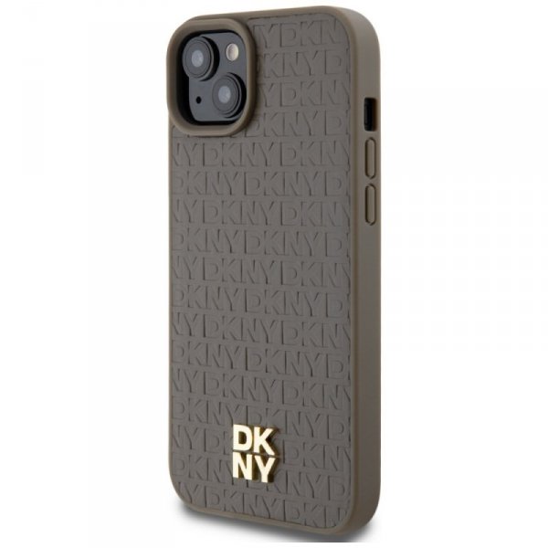 DKNY DKHMP15MPSHRPSW iPhone 15 Plus /14 Plus 6.7&quot; brązowy/brown hardcase Leather Pattern Metal Logo MagSafe