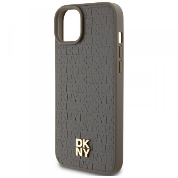 DKNY DKHMP15MPSHRPSW iPhone 15 Plus /14 Plus 6.7&quot; brązowy/brown hardcase Leather Pattern Metal Logo MagSafe