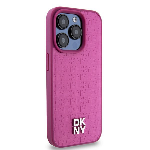 DKNY DKHMP15LPSHRPSP iPhone 15 Pro6.1&quot; różowy/pink hardcase Leather Monogram Pattern Metal Logo MagSafe