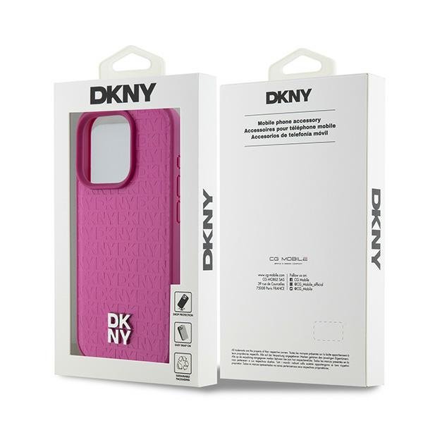 DKNY DKHMP15LPSHRPSP iPhone 15 Pro6.1&quot; różowy/pink hardcase Leather Monogram Pattern Metal Logo MagSafe