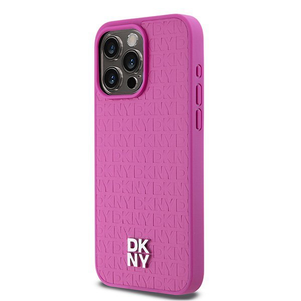 DKNY DKHMP15XPSHRPSP iPhone 15 Pro Max6.7&quot; różowy/pink hardcase Leather Monogram Pattern Metal Logo MagSafe