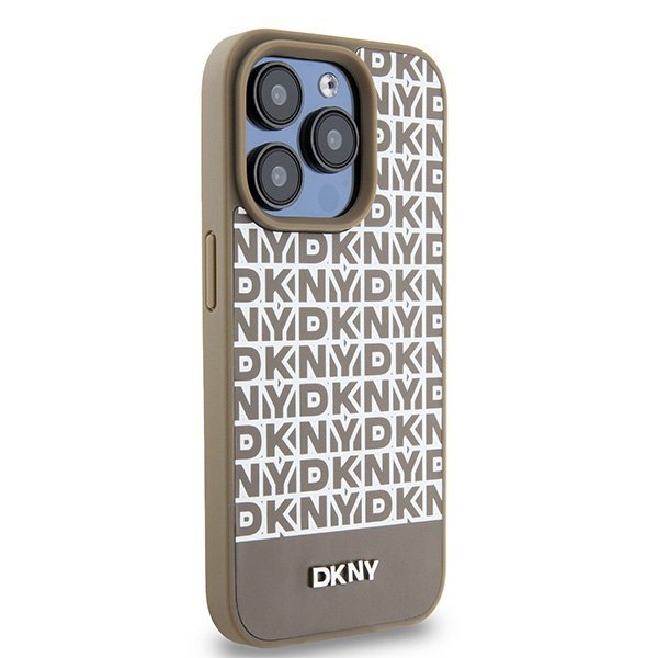 DKNY DKHMP15XPSOSPW iPhone 15 Pro Max6.7&quot; brązowy/brown hardcase Leather Printed Pattern Metal Logo MagSafe