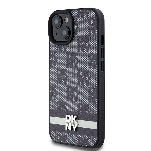 DKNY DKHCP15MPCPTSSK iPhone 15 Plus /14 Plus 6.7&quot; czarny/black hardcase Leather Checkered Mono Pattern & Printed Stripes