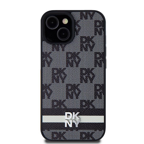 DKNY DKHCP15MPCPTSSK iPhone 15 Plus /14 Plus 6.7&quot; czarny/black hardcase Leather Checkered Mono Pattern & Printed Stripes