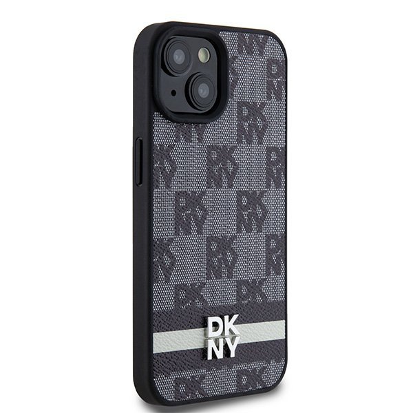 DKNY DKHCP15MPCPTSSK iPhone 15 Plus /14 Plus 6.7&quot; czarny/black hardcase Leather Checkered Mono Pattern & Printed Stripes