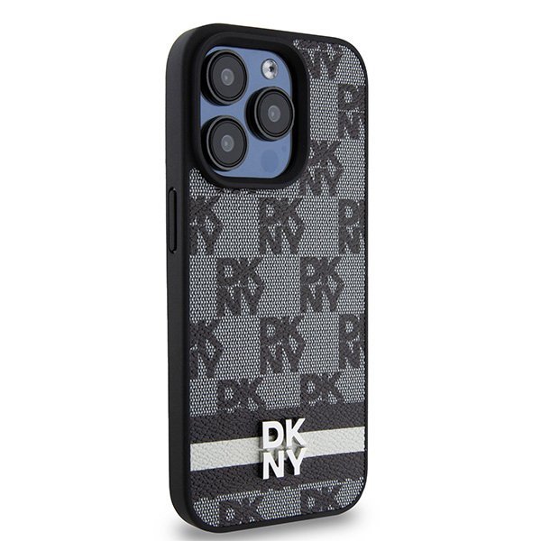 DKNY DKHCP15XPCPTSSK iPhone 15 Pro Max6.7&quot; czarny/black hardcase Leather Checkered Mono Pattern & Printed Stripes