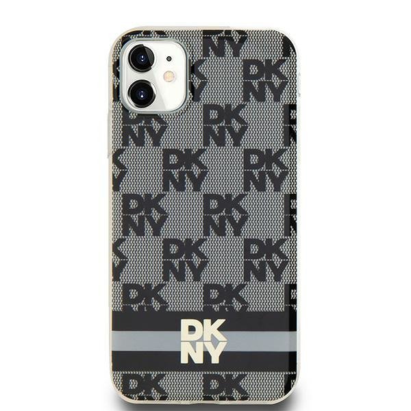 DKNY DKHMN61HCPTSK iPhone 11 / Xr6.1&quot; czarny/black hardcase IML Checkered Mono Pattern & Printed Stripes MagSafe