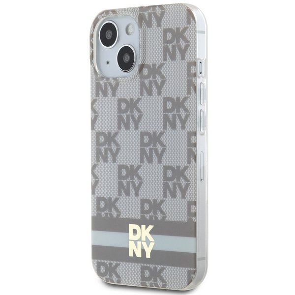DKNY DKHMP15MHCPTSE iPhone 15 Plus /14 Plus 6.7&quot; beżowy/beige hardcase IML Checkered Mono Pattern & Printed Stripes MagSafe